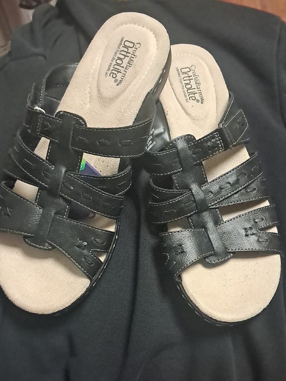 Ortholite Sz 9 Black Strappy Slide Sandals🌴